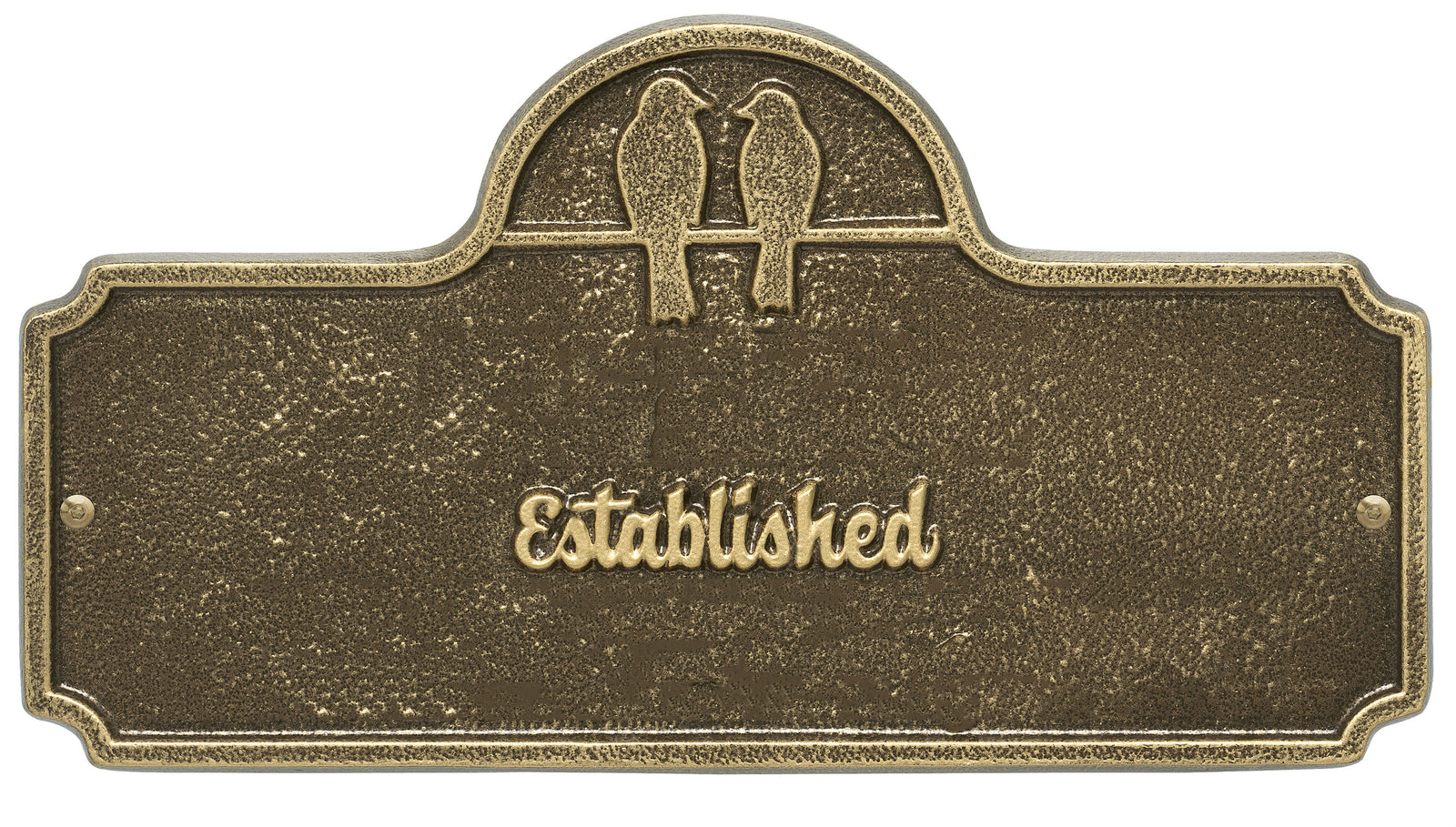 Date Established Plaque with Love Birds
