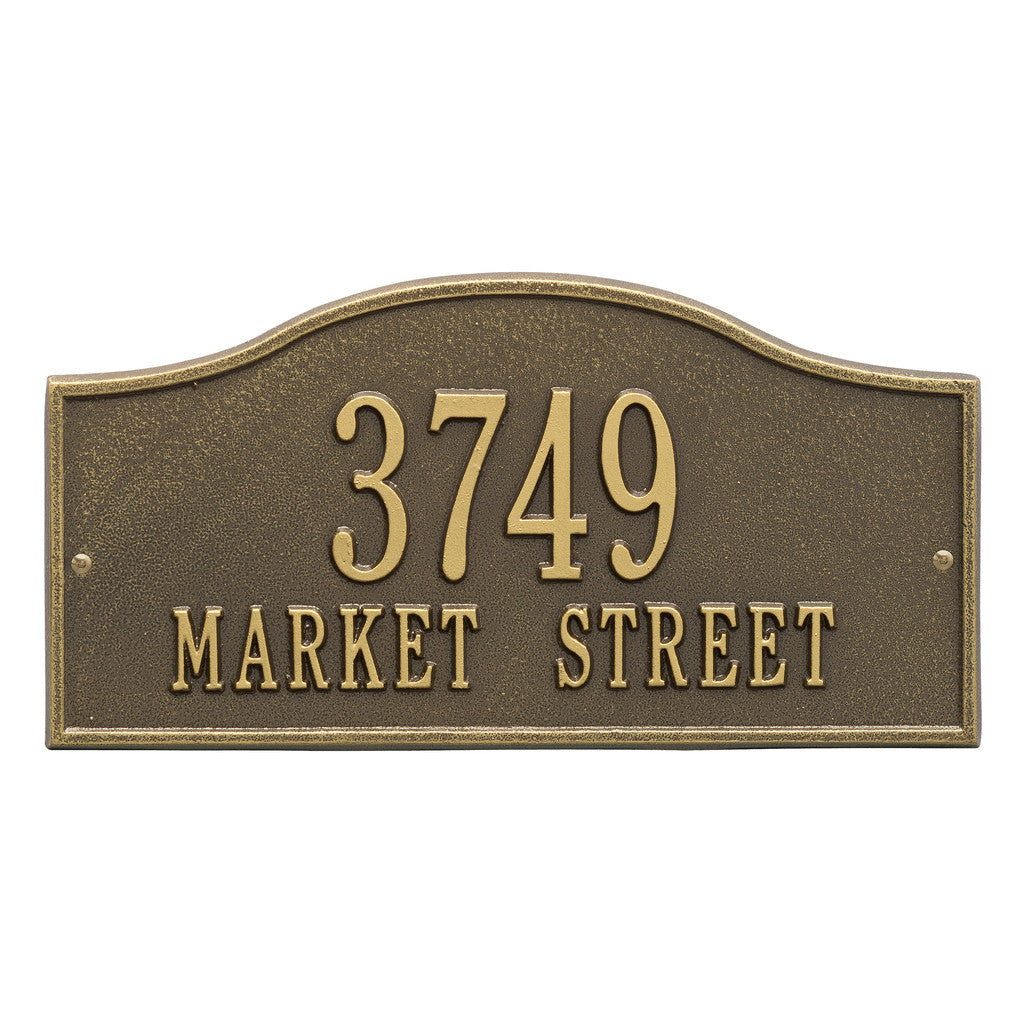 Address Plaque with Gentle Arch Top Displays House Number and Street