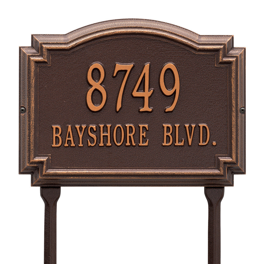 Address Sign for Lawn Mounting with House Number and Street Name
