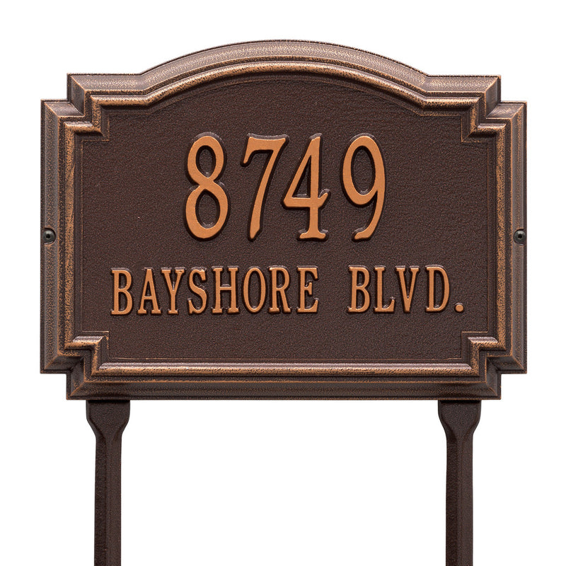 Address Sign for Lawn Mounting with House Number and Street Name