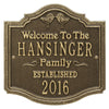 Welcome Sign with Family Name and Established Date - Kissing Birds Plaque