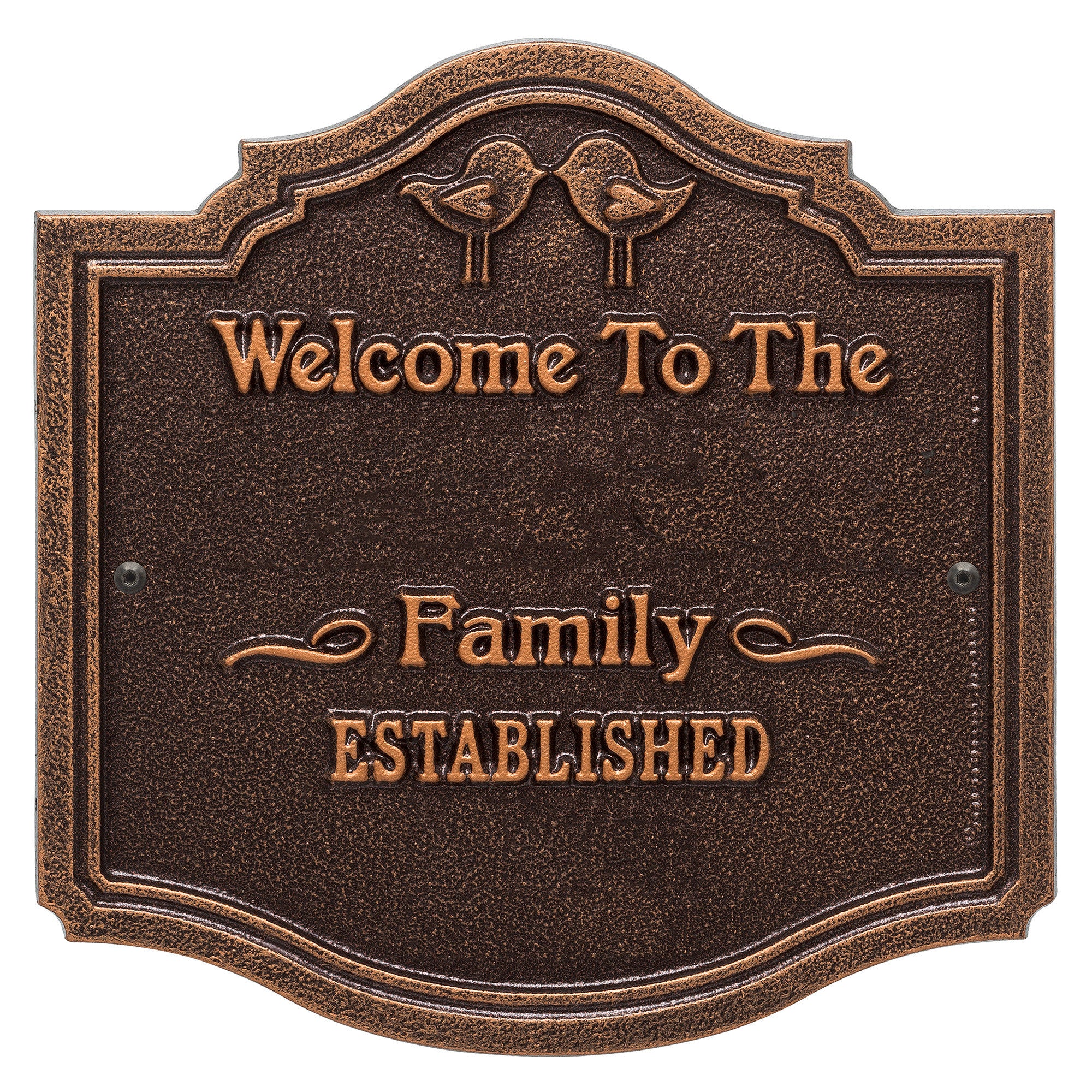 Welcome Sign with Family Name and Established Date - Kissing Birds Plaque