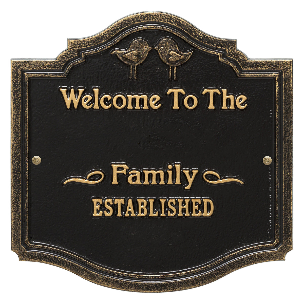 Welcome Sign with Family Name and Established Date - Kissing Birds Plaque