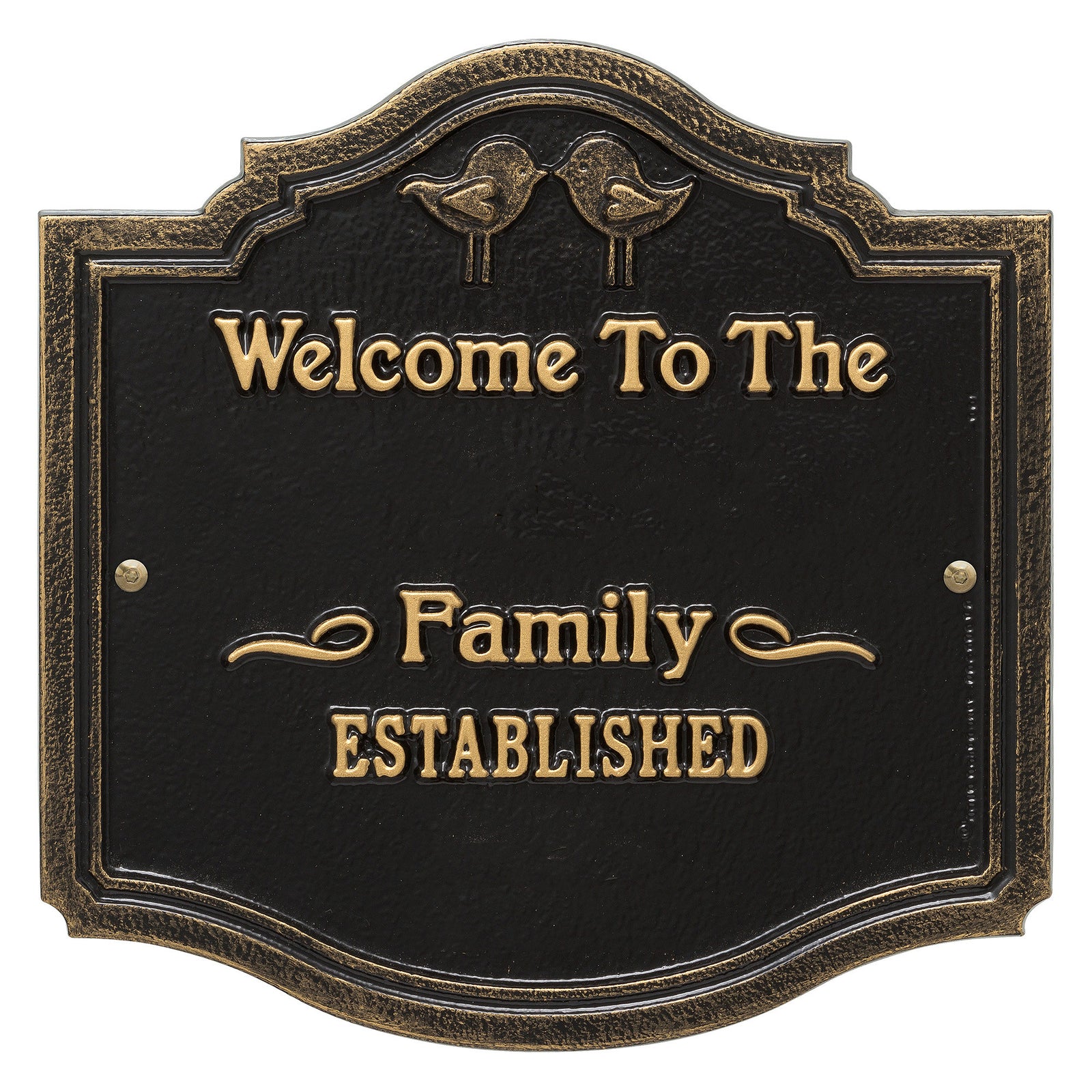 Welcome Sign with Family Name and Established Date - Kissing Birds Plaque