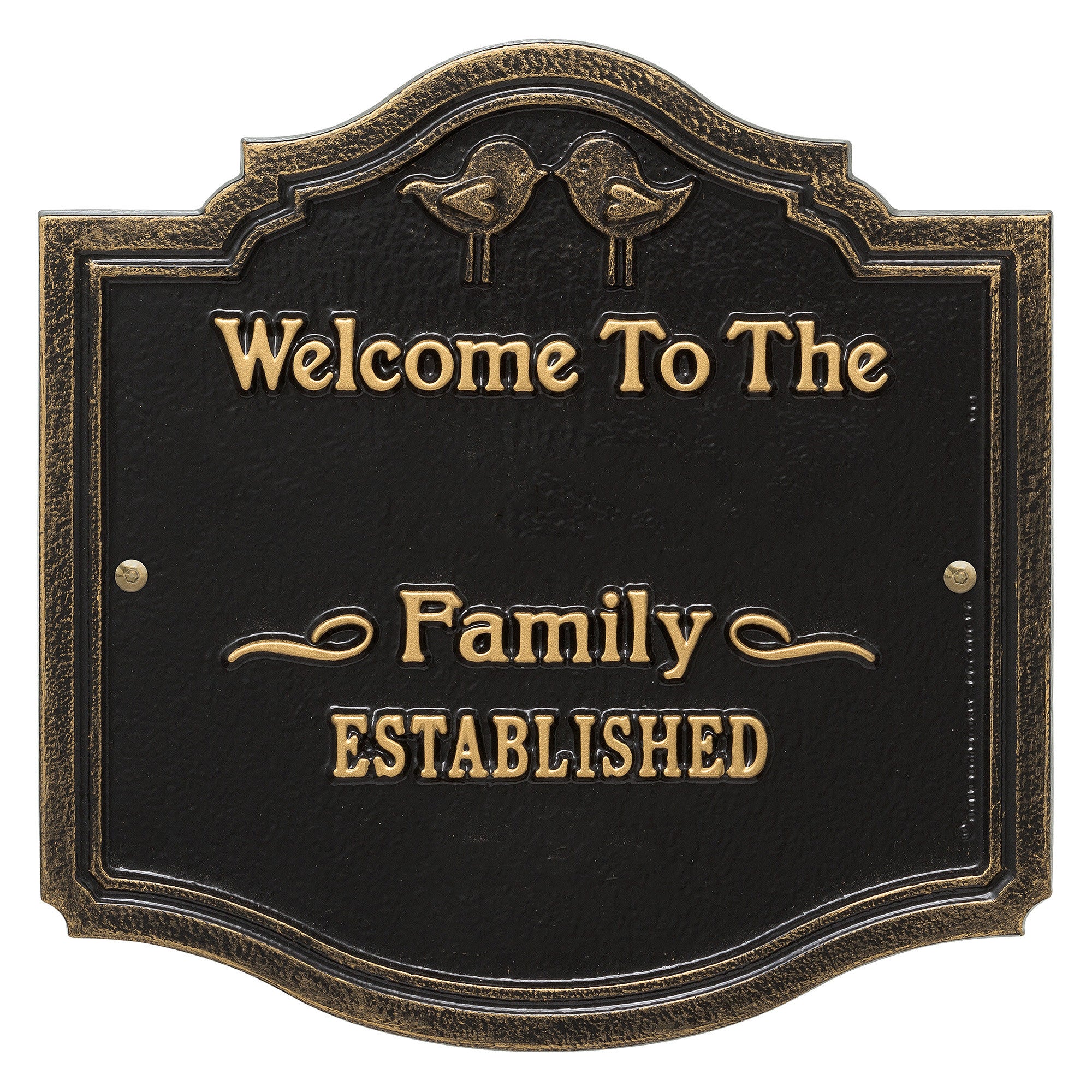 Welcome Sign with Family Name and Established Date - Kissing Birds Plaque