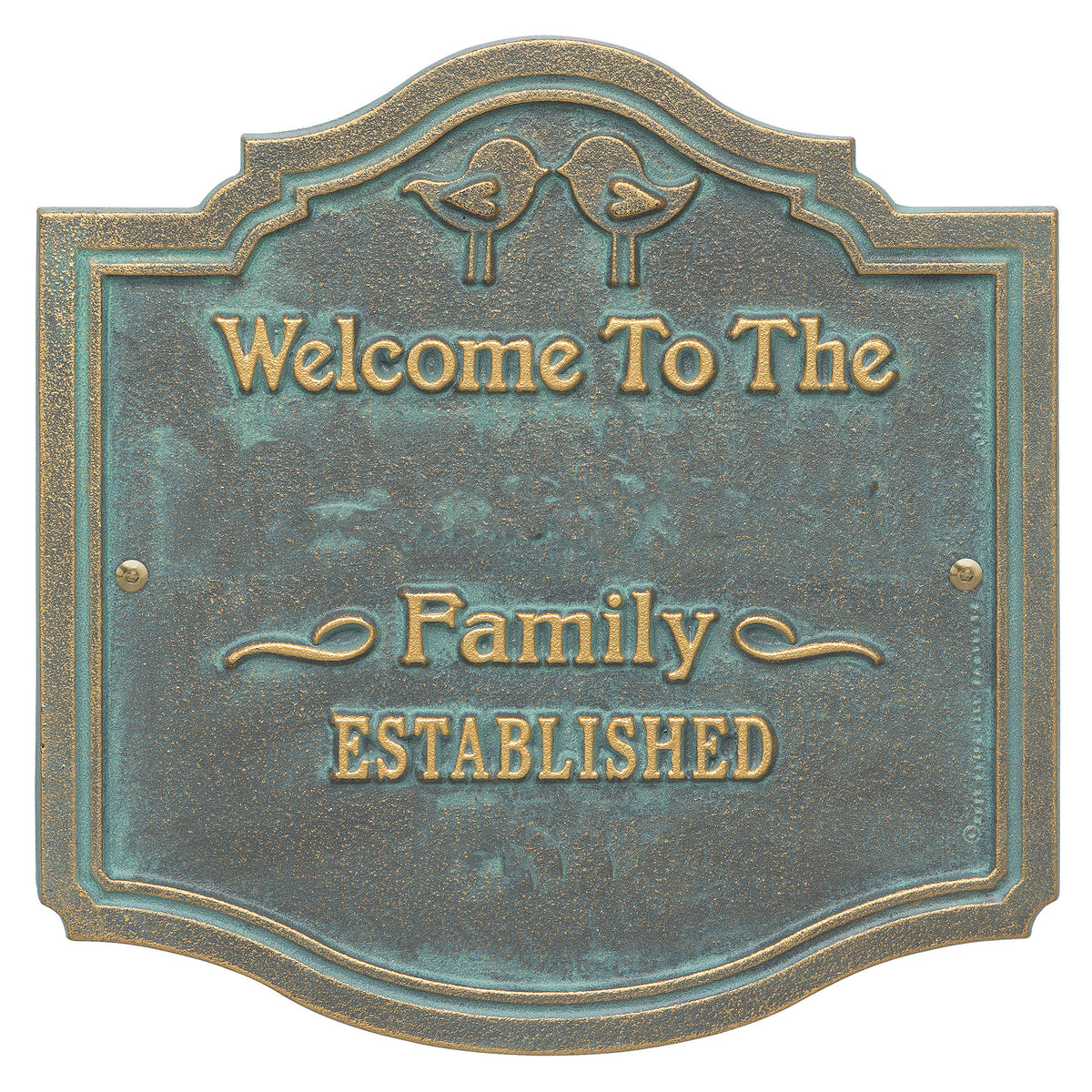 Welcome Sign with Family Name and Established Date - Kissing Birds Plaque