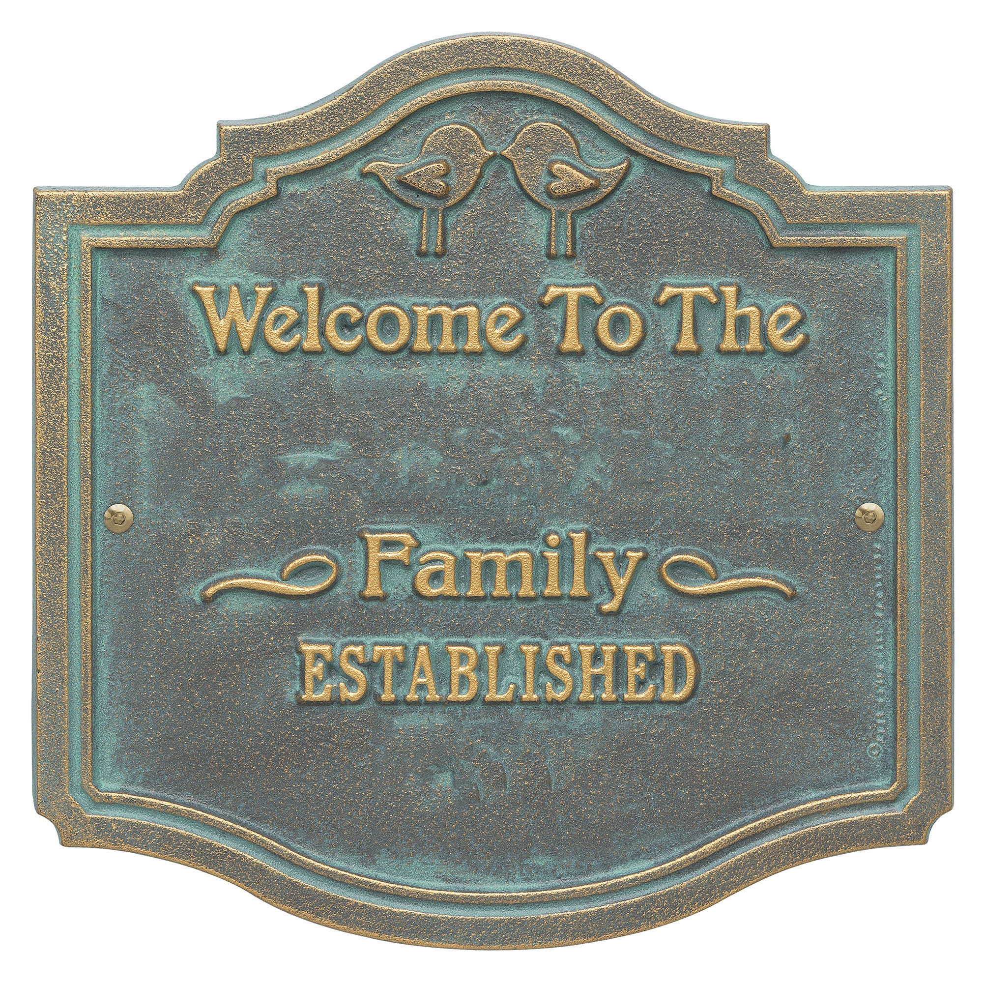 Welcome Sign with Family Name and Established Date - Kissing Birds Plaque