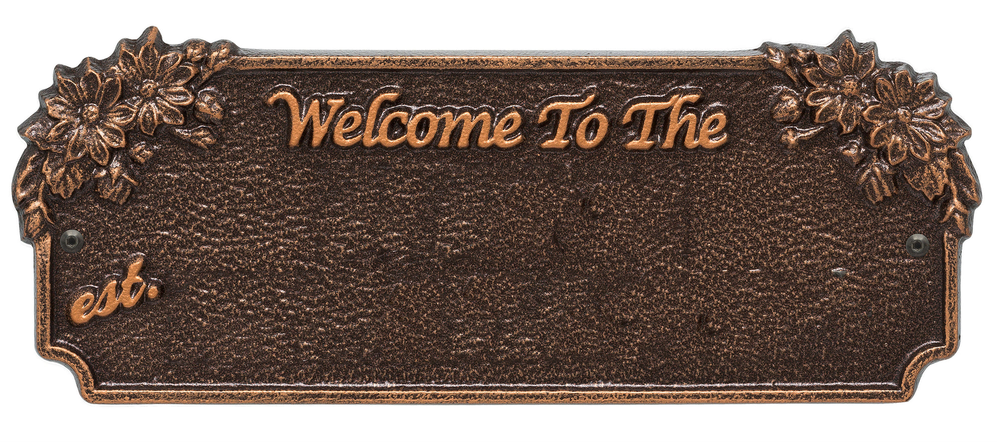 Welcome Sign with Flowers - Displays Name and Est. Date