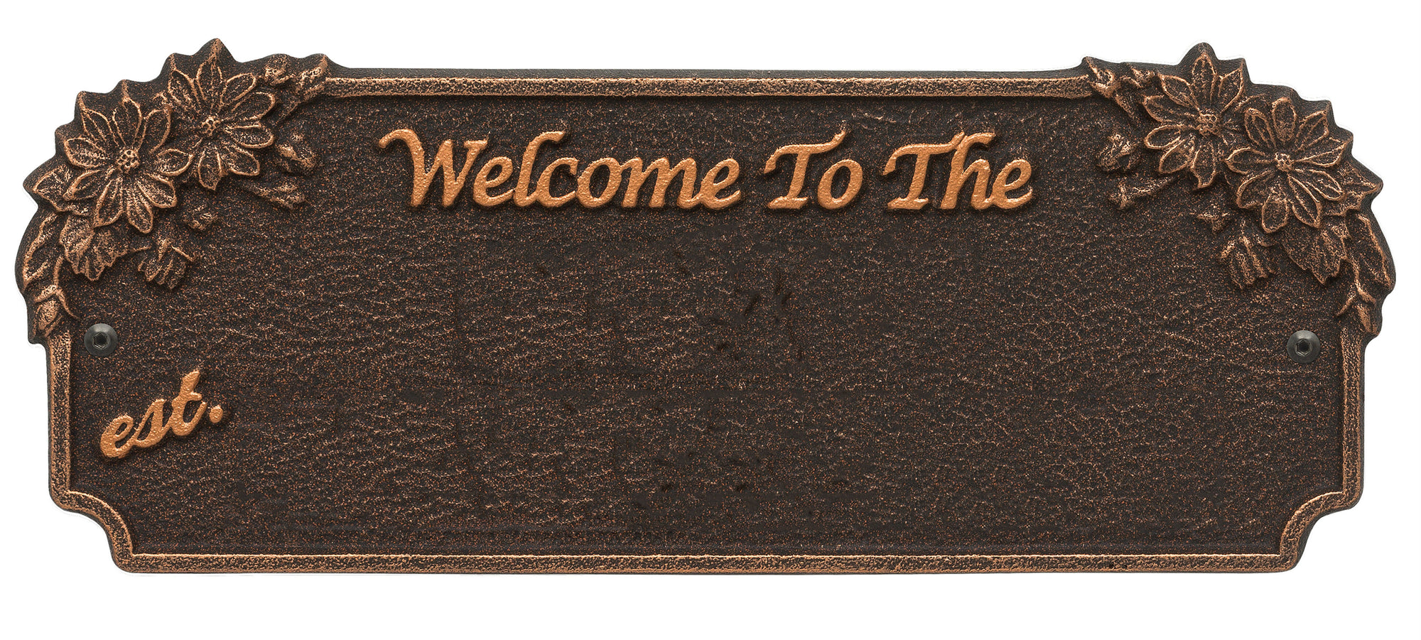 Welcome Sign with Flowers - Displays Name and Est. Date