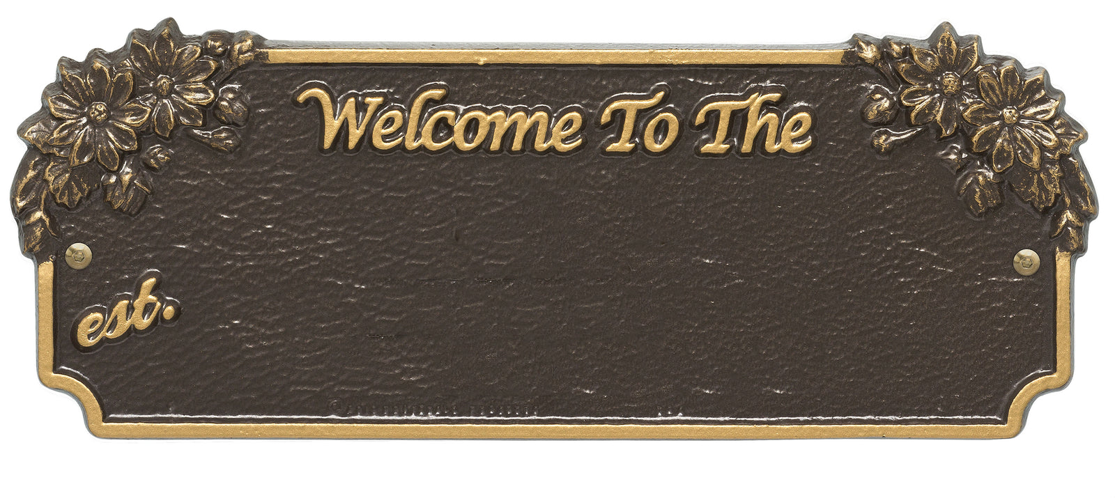 Welcome Sign with Flowers - Displays Name and Est. Date