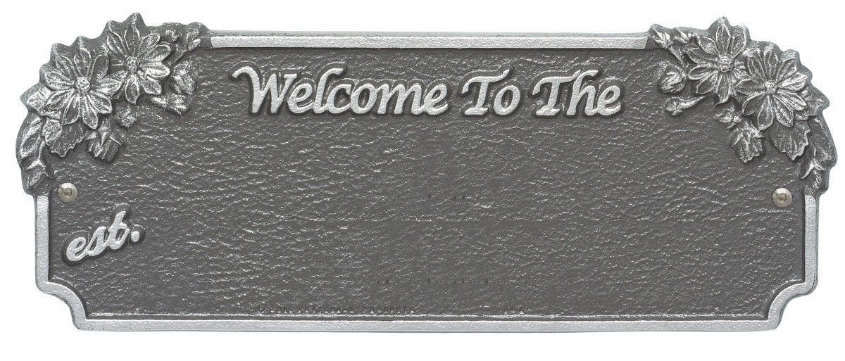 Welcome Sign with Flowers - Displays Name and Est. Date