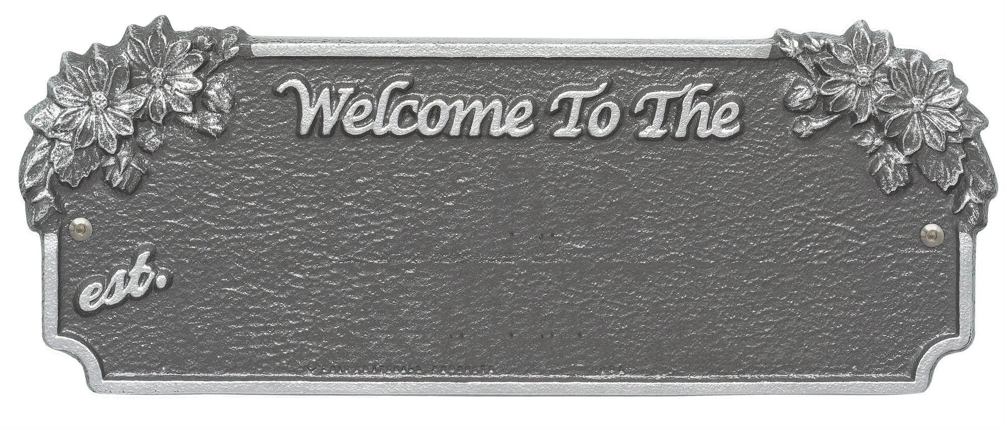 Welcome Sign with Flowers - Displays Name and Est. Date