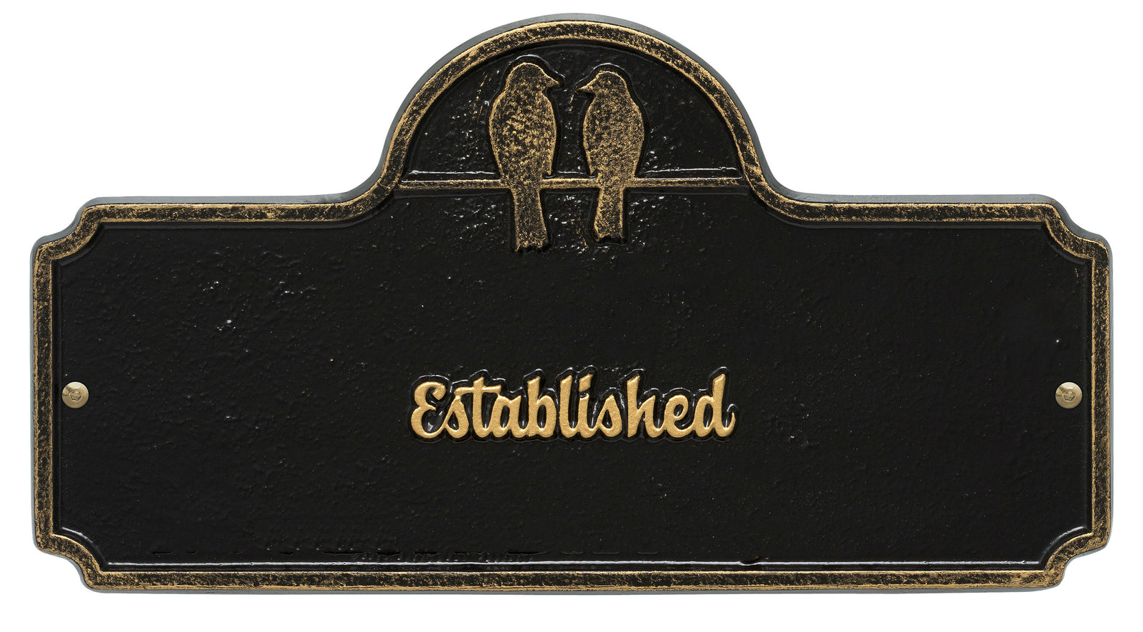 Date Established Plaque with Love Birds