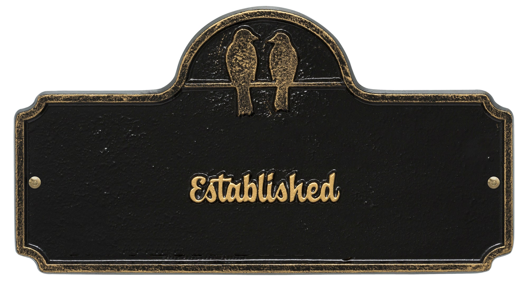 Date Established Plaque with Love Birds