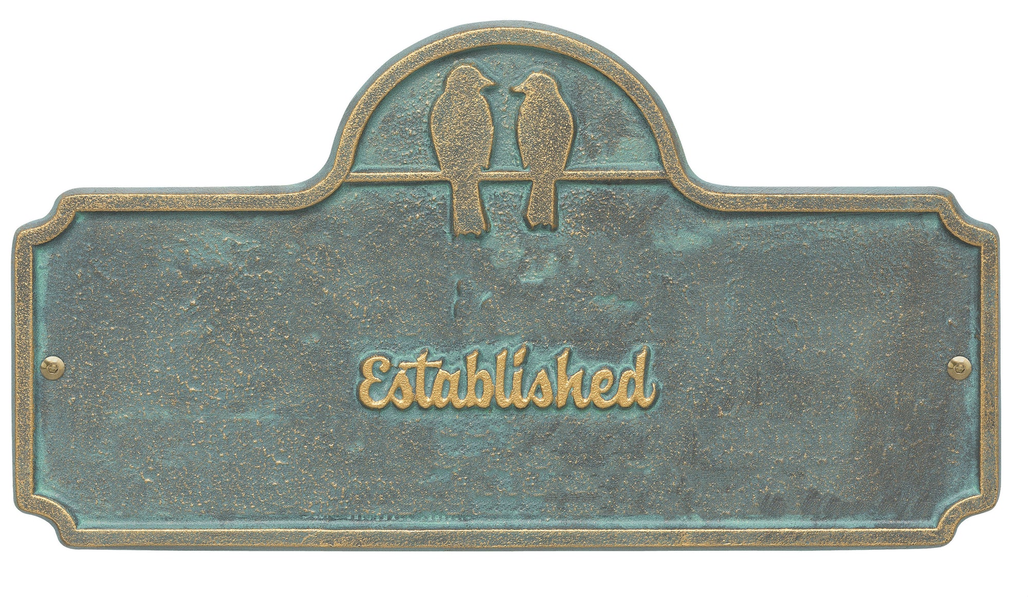 Date Established Plaque with Love Birds