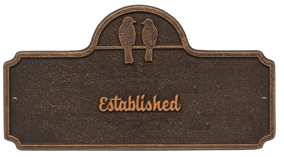 Date Established Plaque with Love Birds