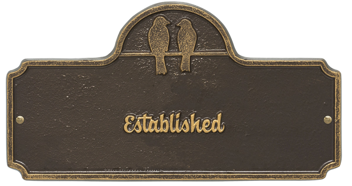 Date Established Plaque with Love Birds