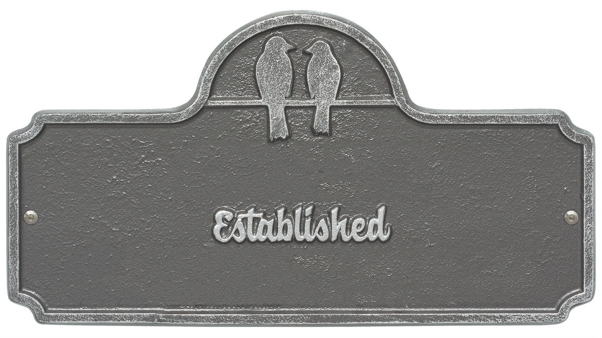 Date Established Plaque with Love Birds