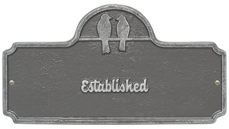 Date Established Plaque with Love Birds