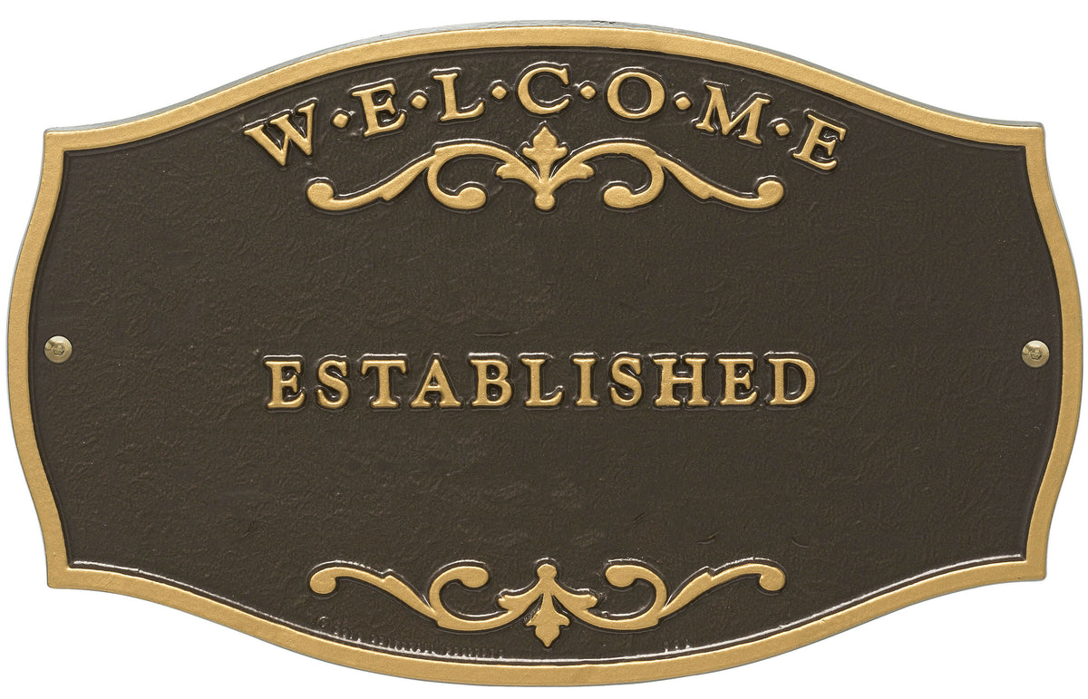 Welcome Plaque with Family Name and Established Date